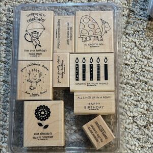 Stampin' Up! Wooden Birthday Stamp Set - Black Ink Designs older and wiser